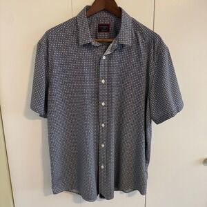 UNTUCKit Kamari Black Geometric Short Sleeve Button Down Shirt Mens Large 40842